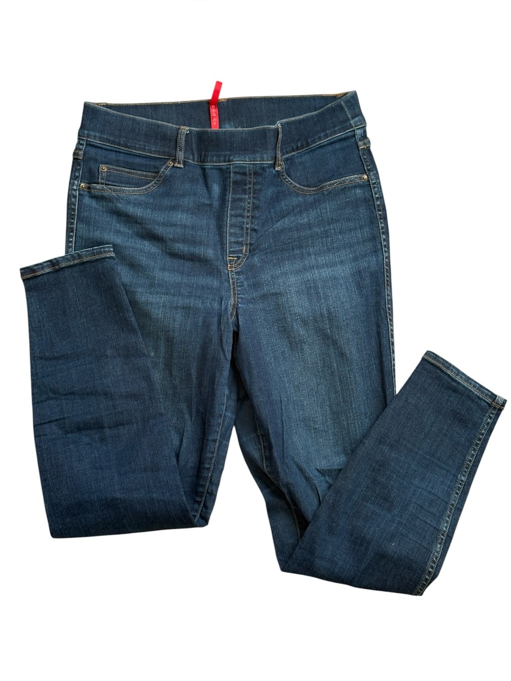 Spanx Dark Wash Skinny Jeans Pull-On Size Large Stretch